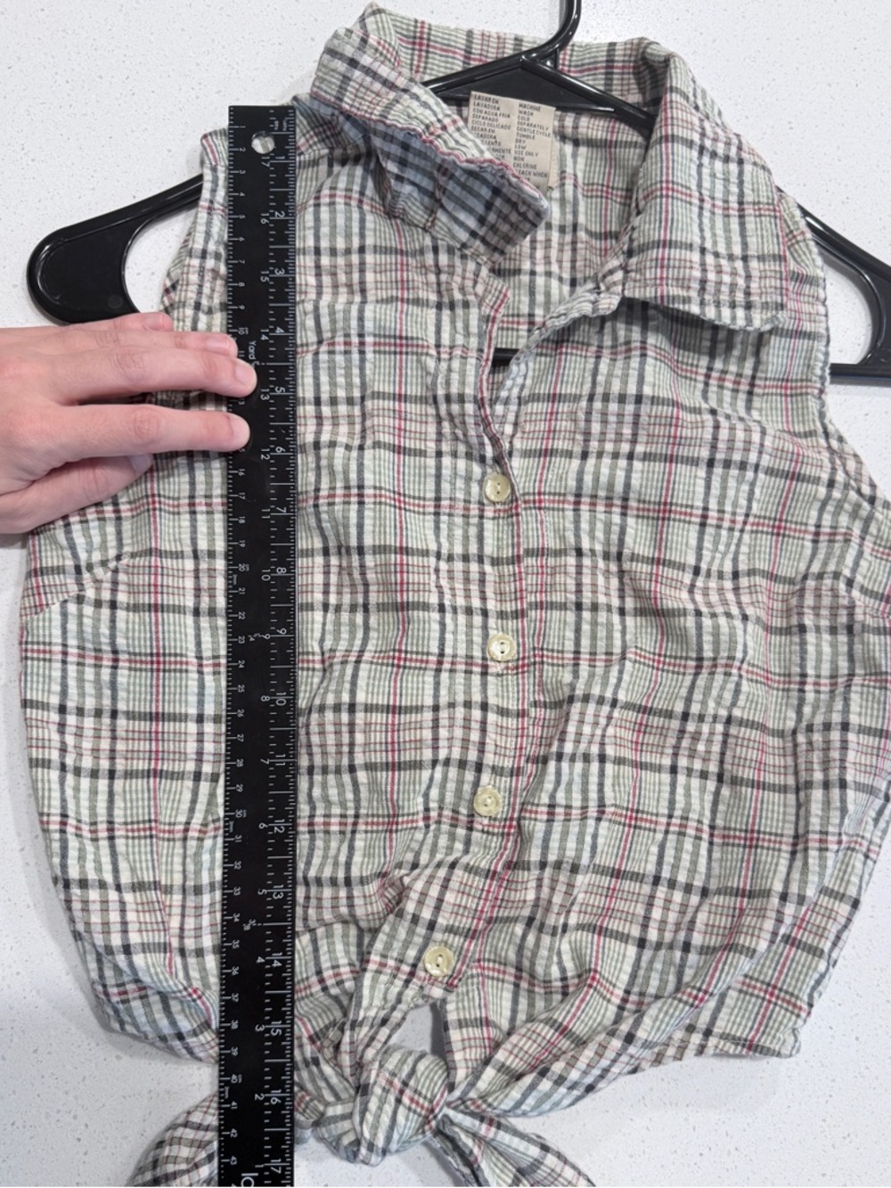 At Last & Co Plaid Tie Front Tank Vintage Style Western Festival Y2K Soft Grunge - Picture 5 of 6